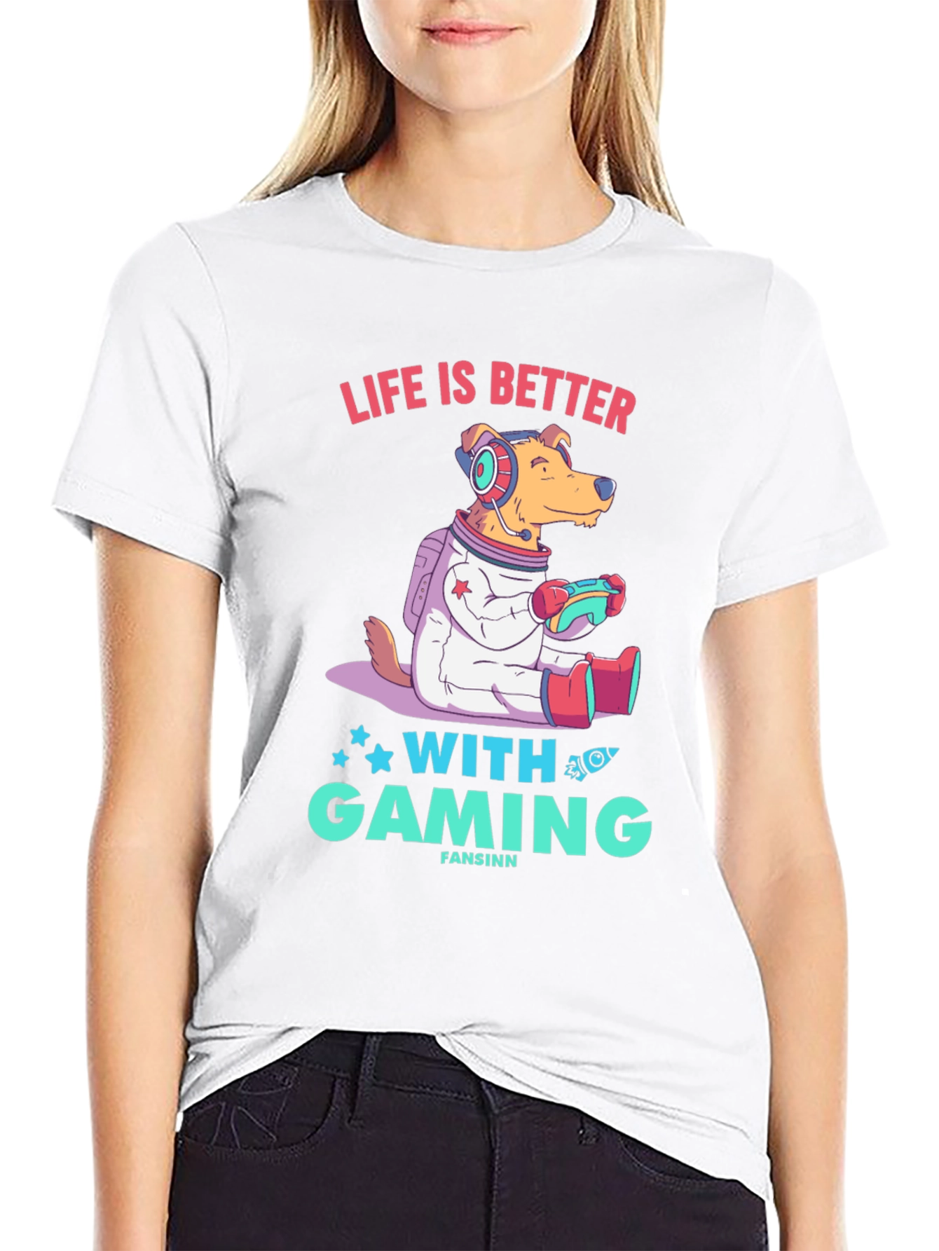 Gaming Dog T-Shirt - Life is Better with Gaming