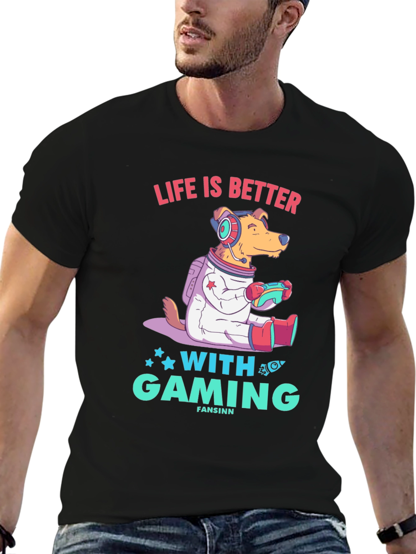 Gaming Dog T-Shirt - Life is Better with Gaming