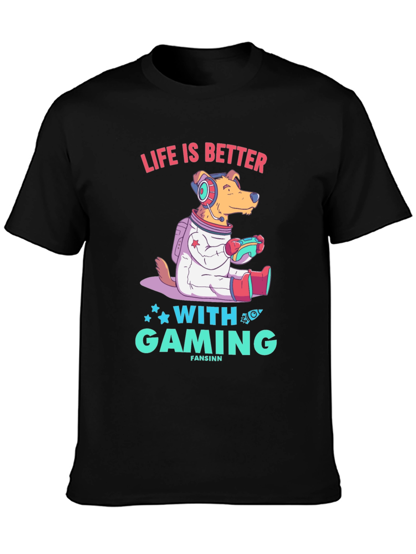Gaming Dog T-Shirt - Life is Better with Gaming