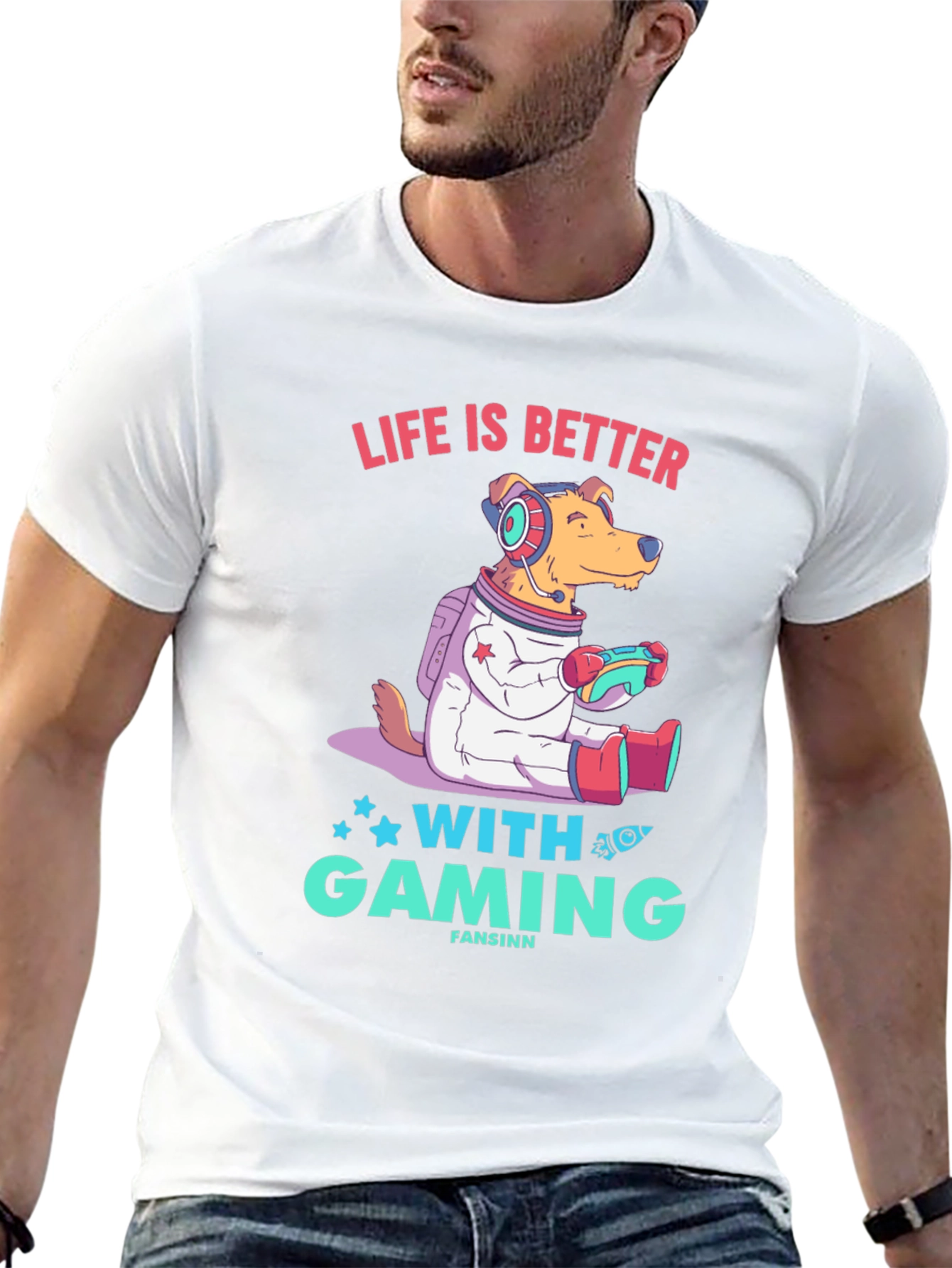 Gaming Dog T-Shirt - Life is Better with Gaming