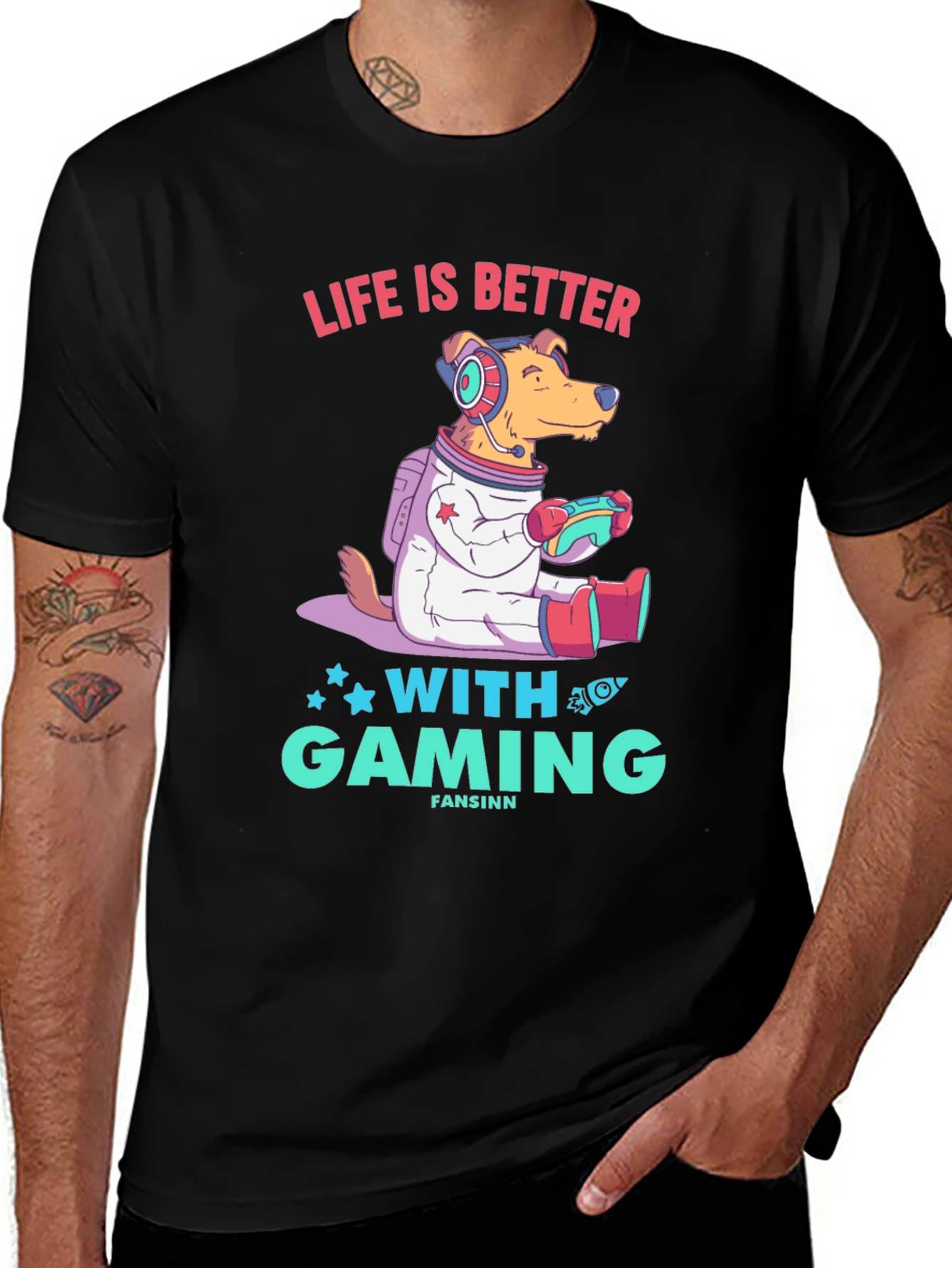 Gaming Dog T-Shirt - Life is Better with Gaming