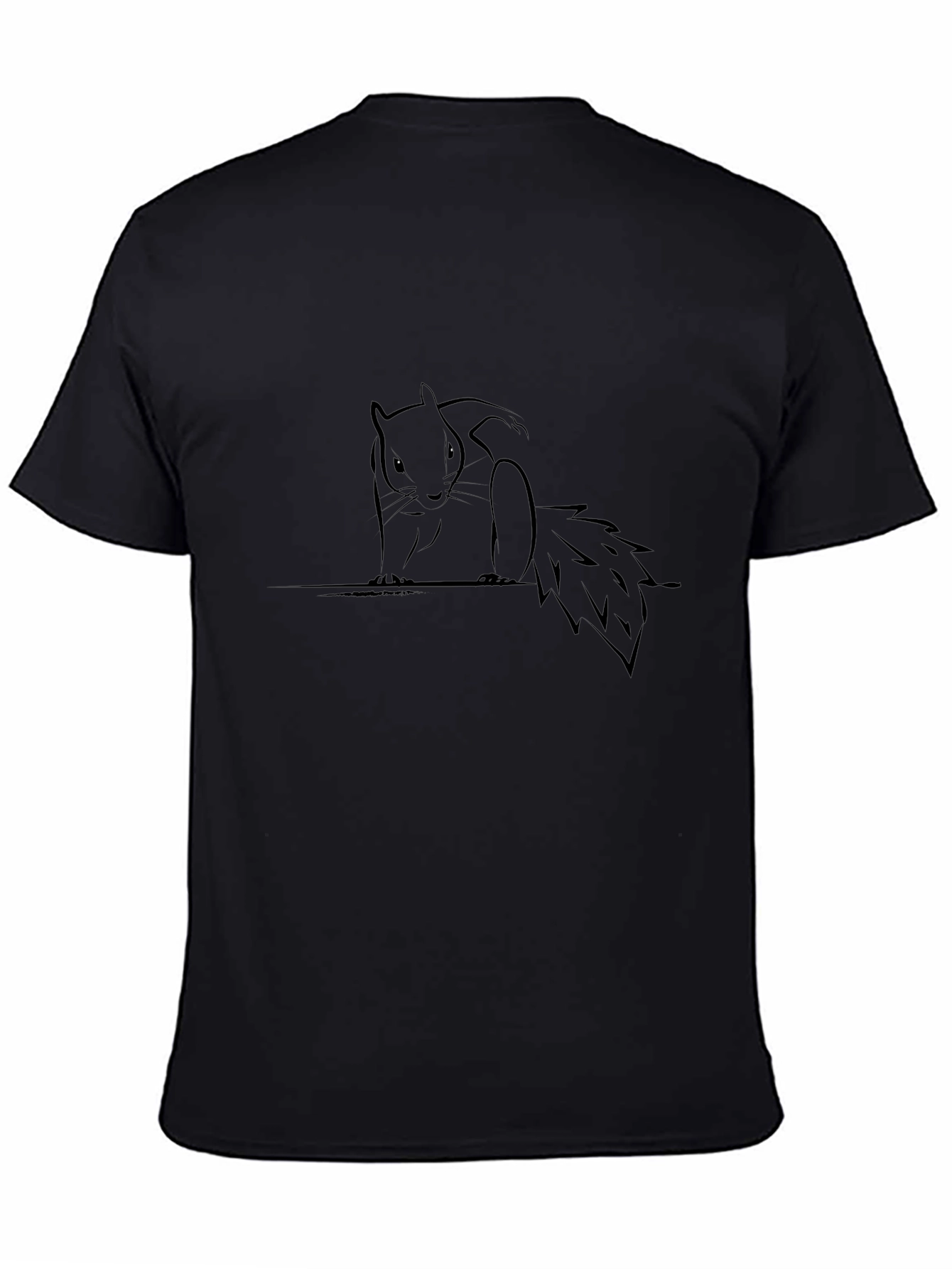 Squirrel Graphic Black T-Shirt - Minimalist Design