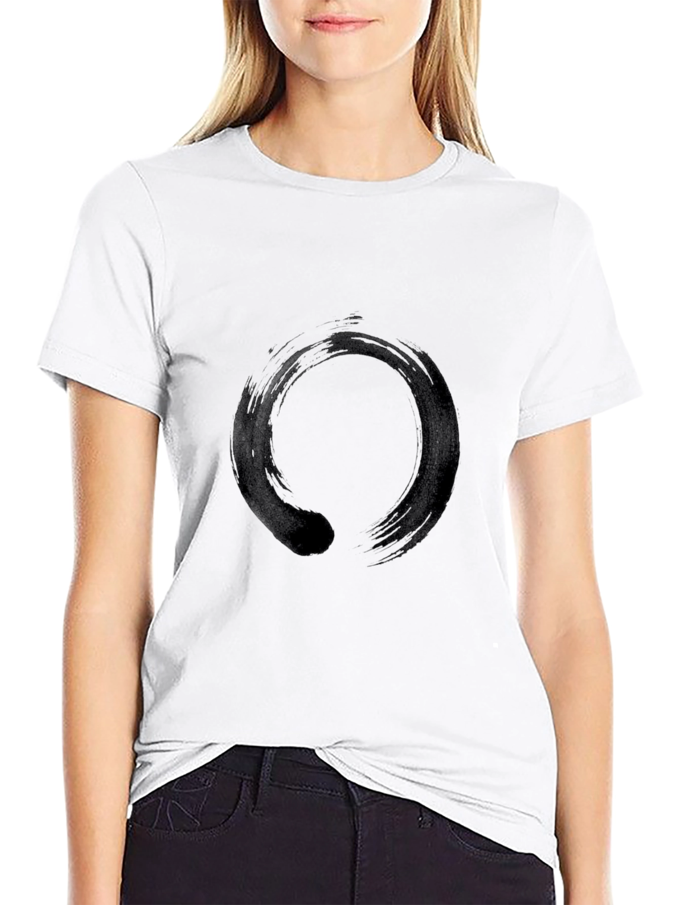 Mens Black T-Shirt with Zen Circle Graphic
