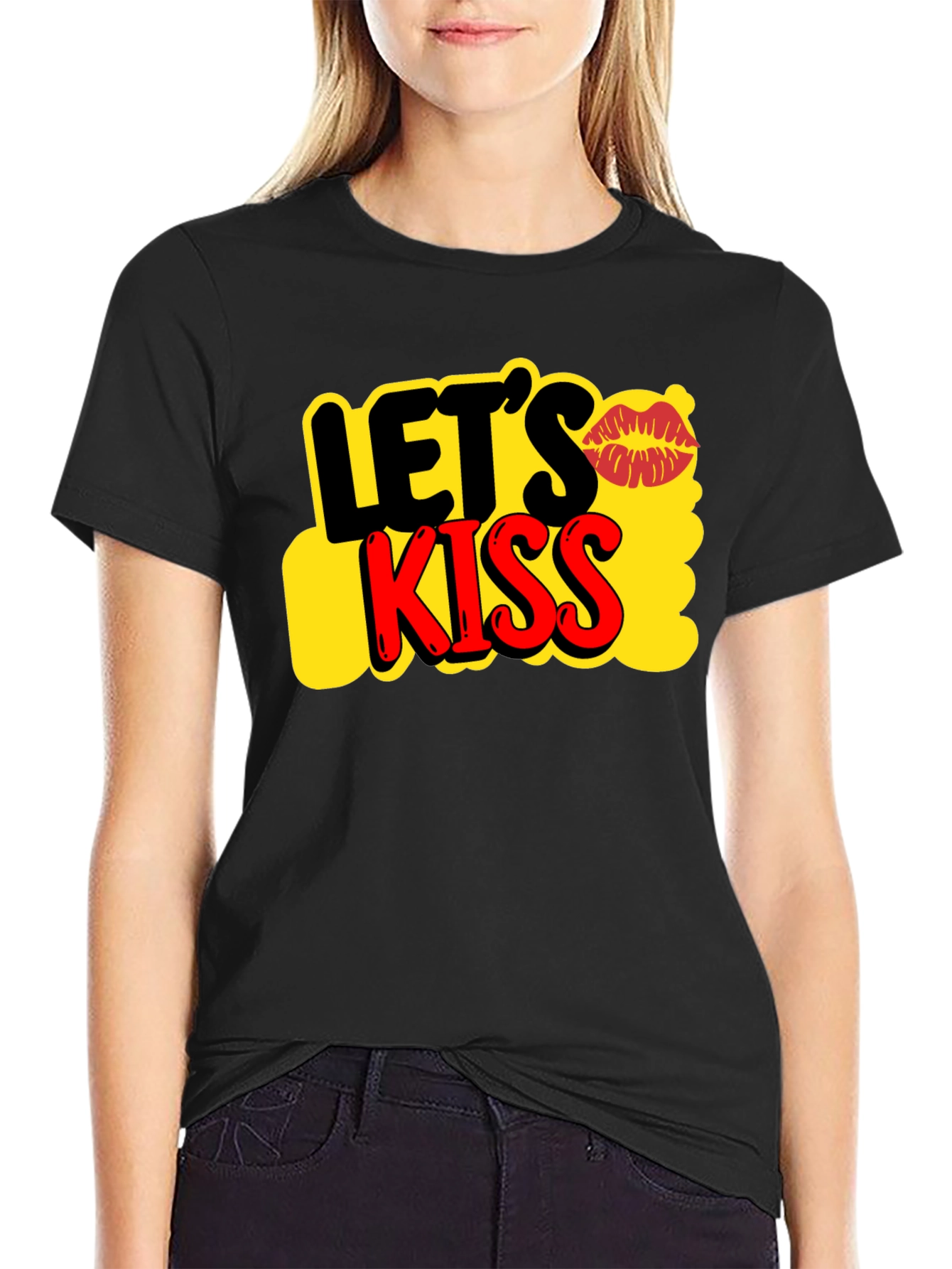 Lets Kiss Graphic Tee - Trendy Casual T-Shirt