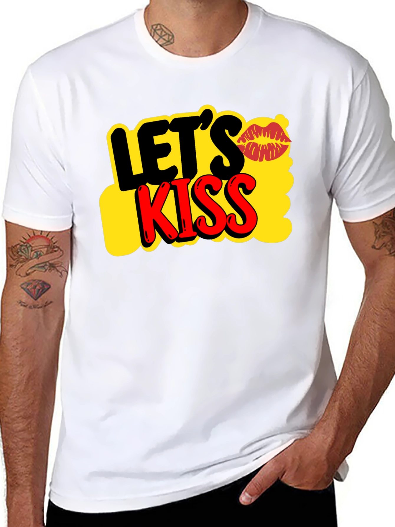 Lets Kiss Graphic Tee - Trendy Casual T-Shirt