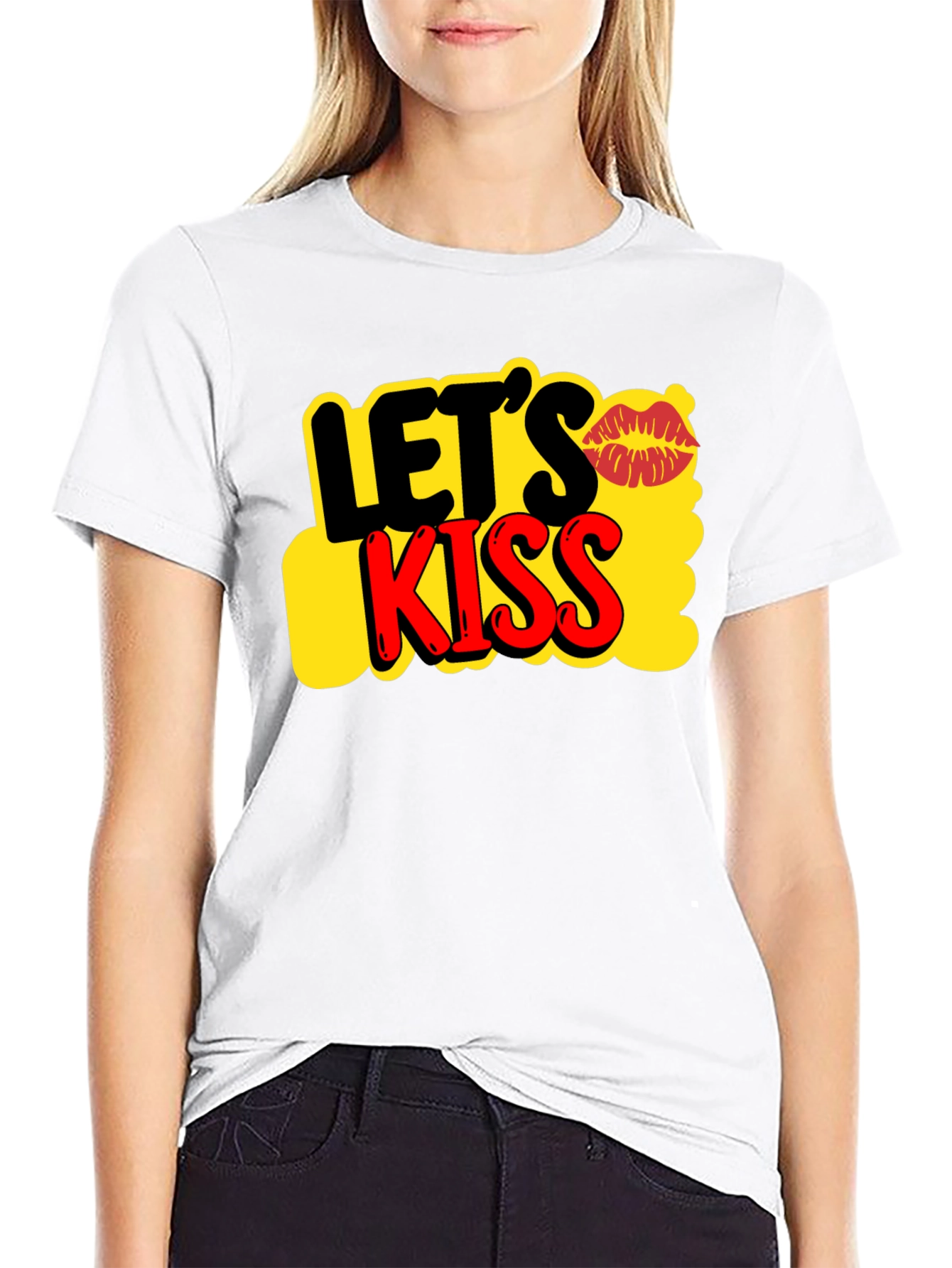 Lets Kiss Graphic Tee - Trendy Casual T-Shirt
