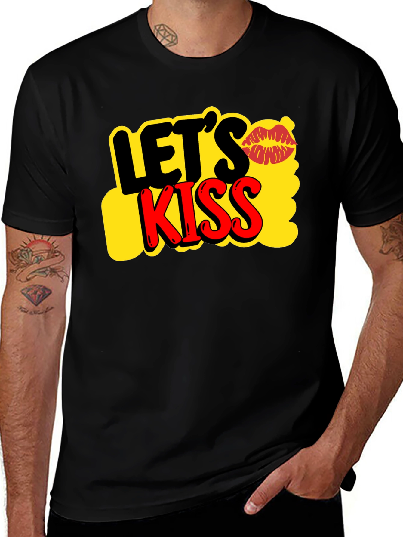 Lets Kiss Graphic Tee - Trendy Casual T-Shirt