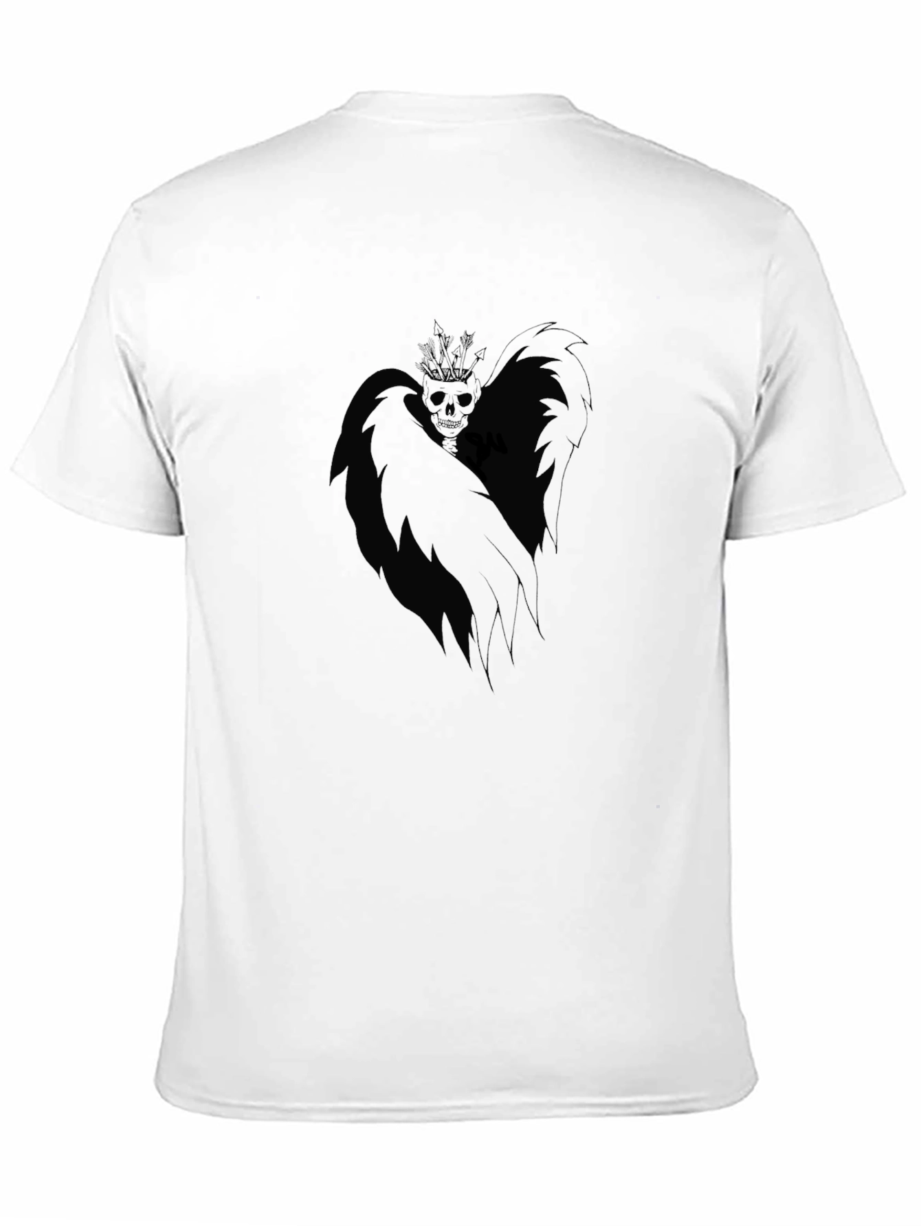 Mens Black Graphic T-Shirt - Winged Skull Design
