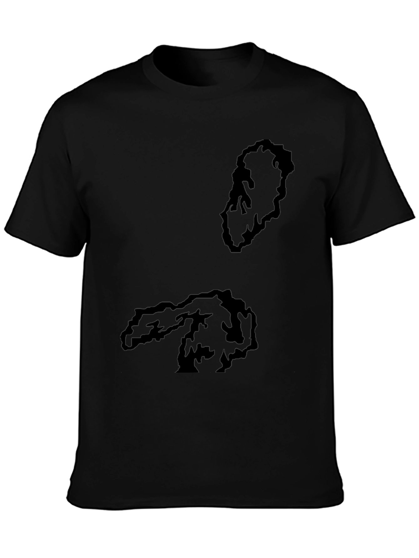 Unique Black Graphic Tee - Island Outline Design