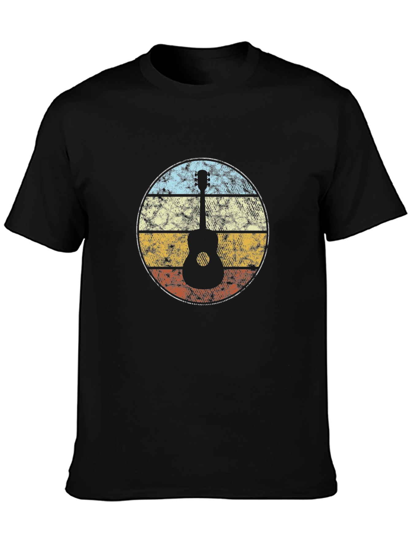 Retro Guitar Sunset Graphic Tee - Black