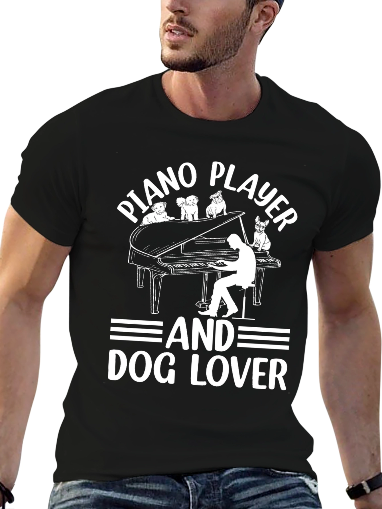 Piano Player & Dog Lover Graphic Tee