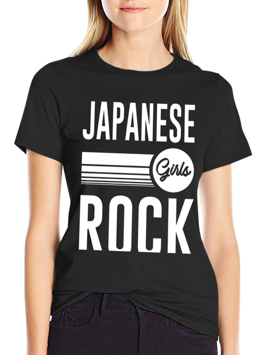 Japanese Girls Rock Graphic Tee - Black Cotton T-Shirt