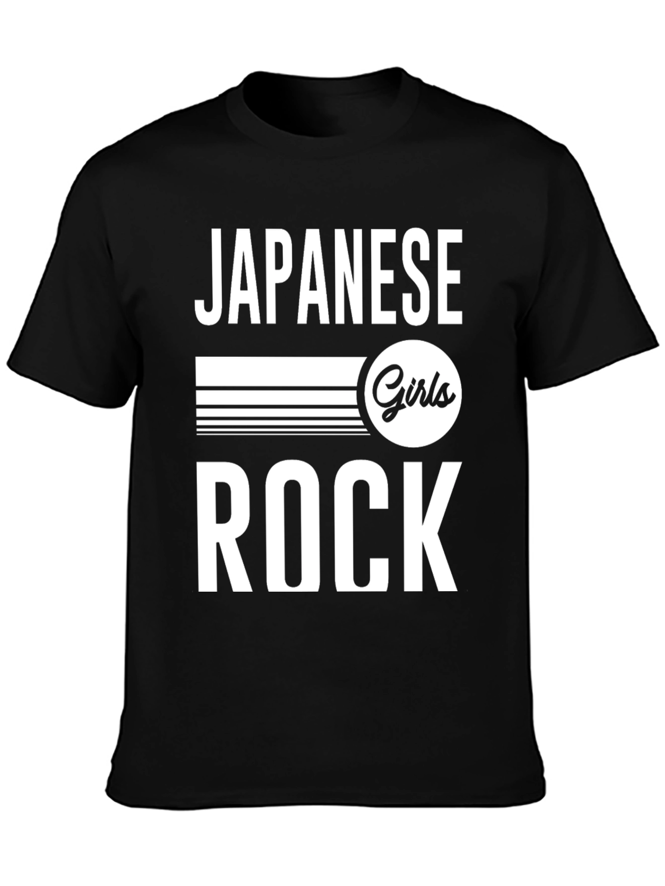 Japanese Girls Rock Graphic Tee - Black Cotton T-Shirt