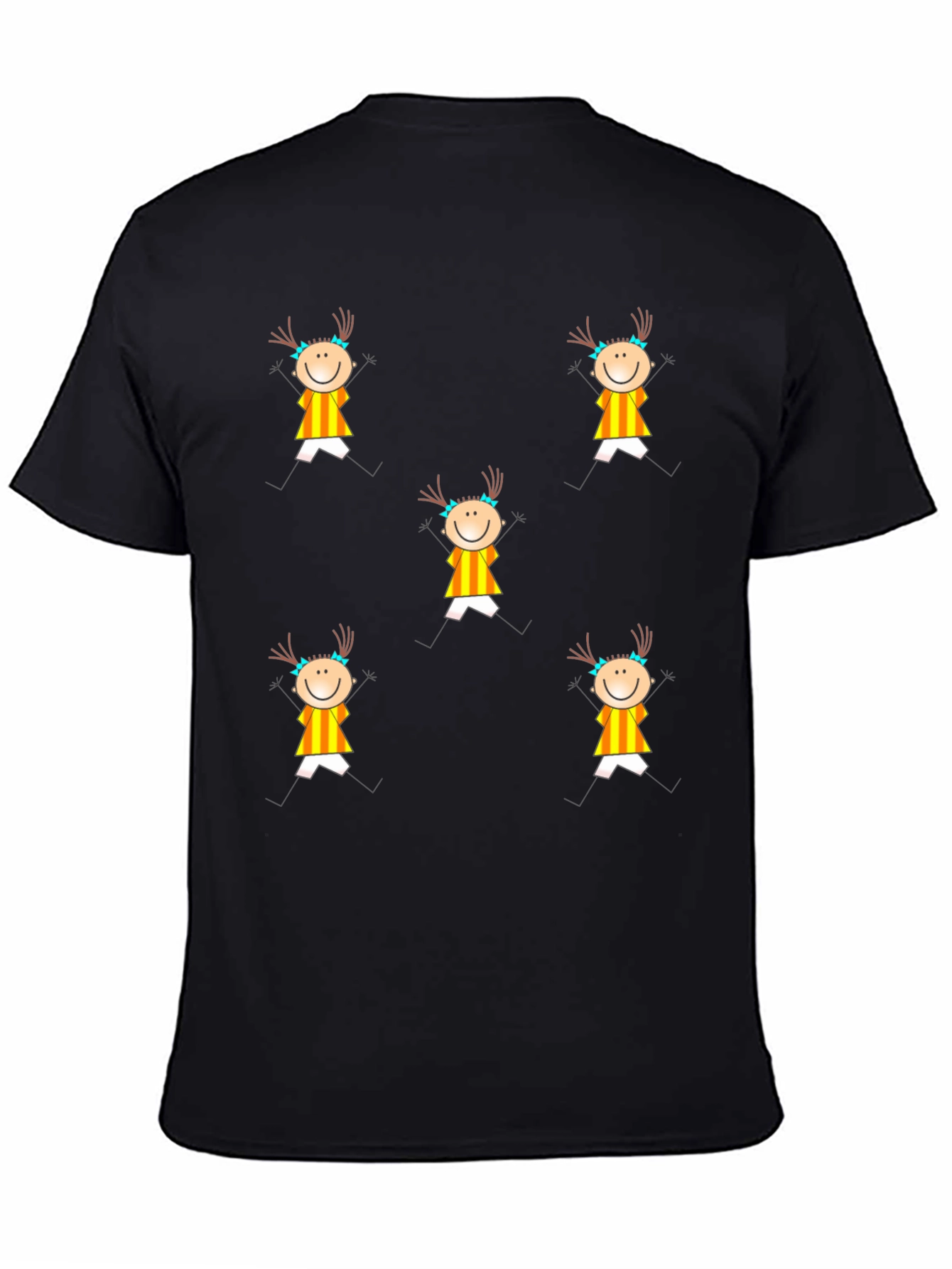 Fun Stick Figure Patterned Black T-Shirt