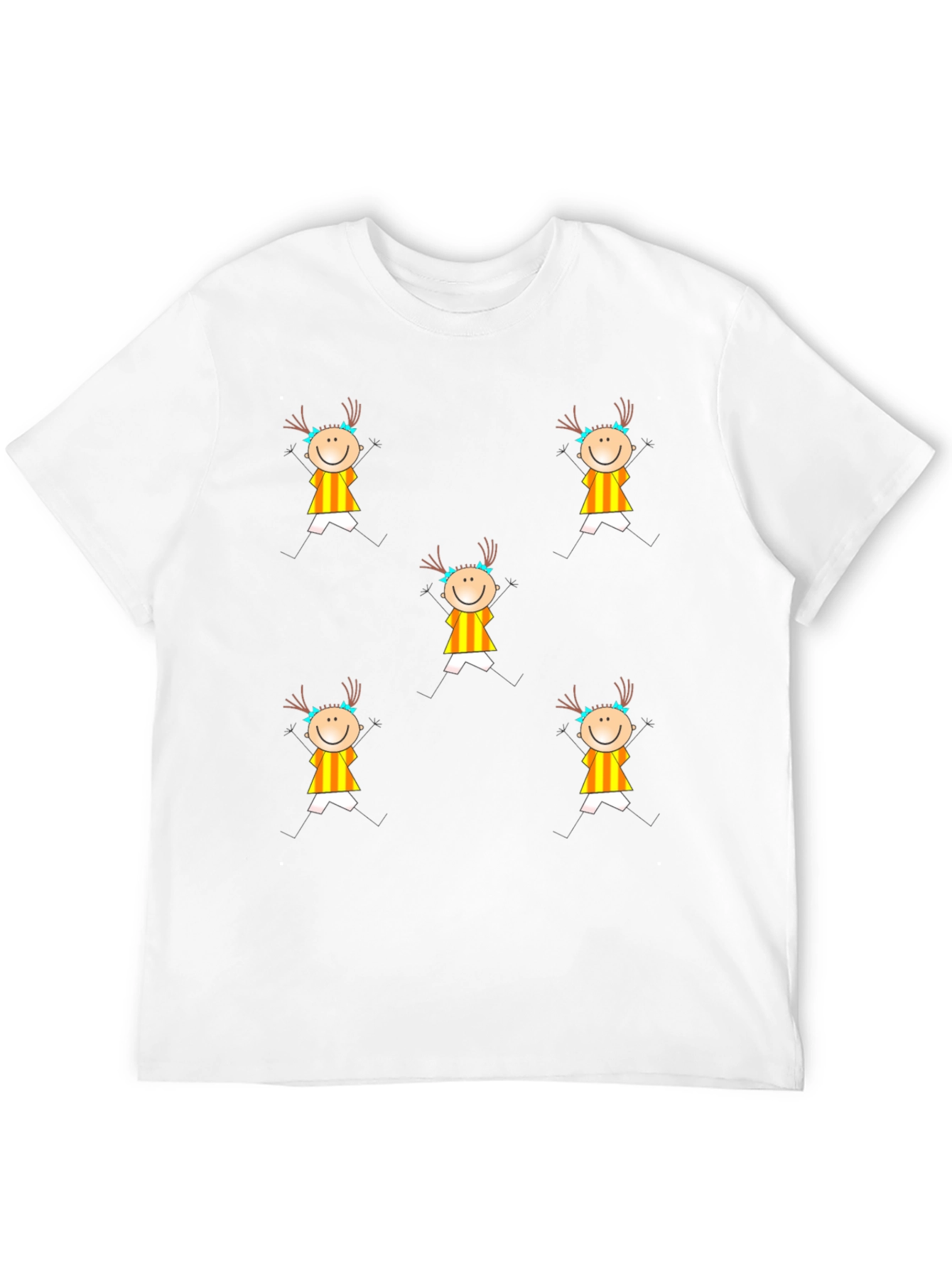 Fun Stick Figure Patterned Black T-Shirt