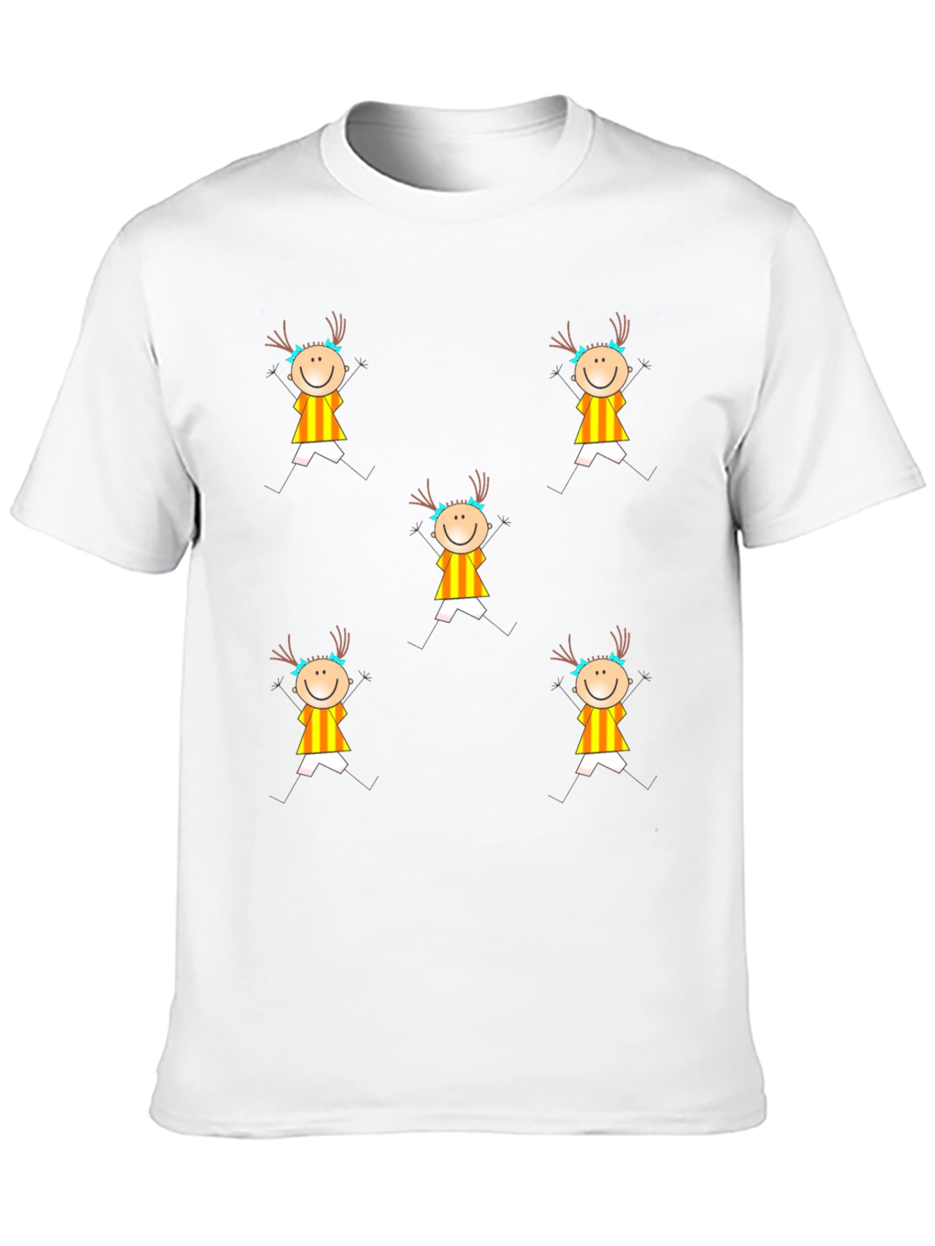 Fun Stick Figure Patterned Black T-Shirt