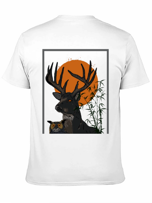 Deer & Owl Graphic Tee - Nature Inspired Mens Shirt