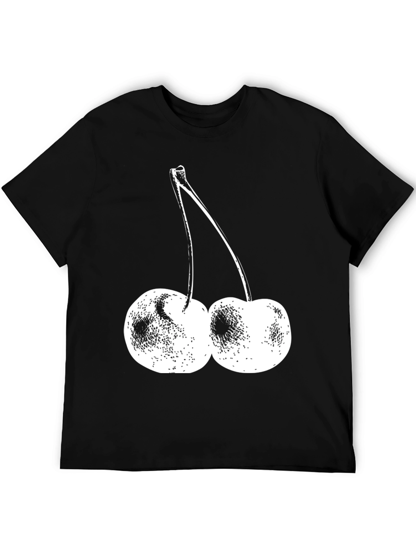 Black T-Shirt with Cherry Print