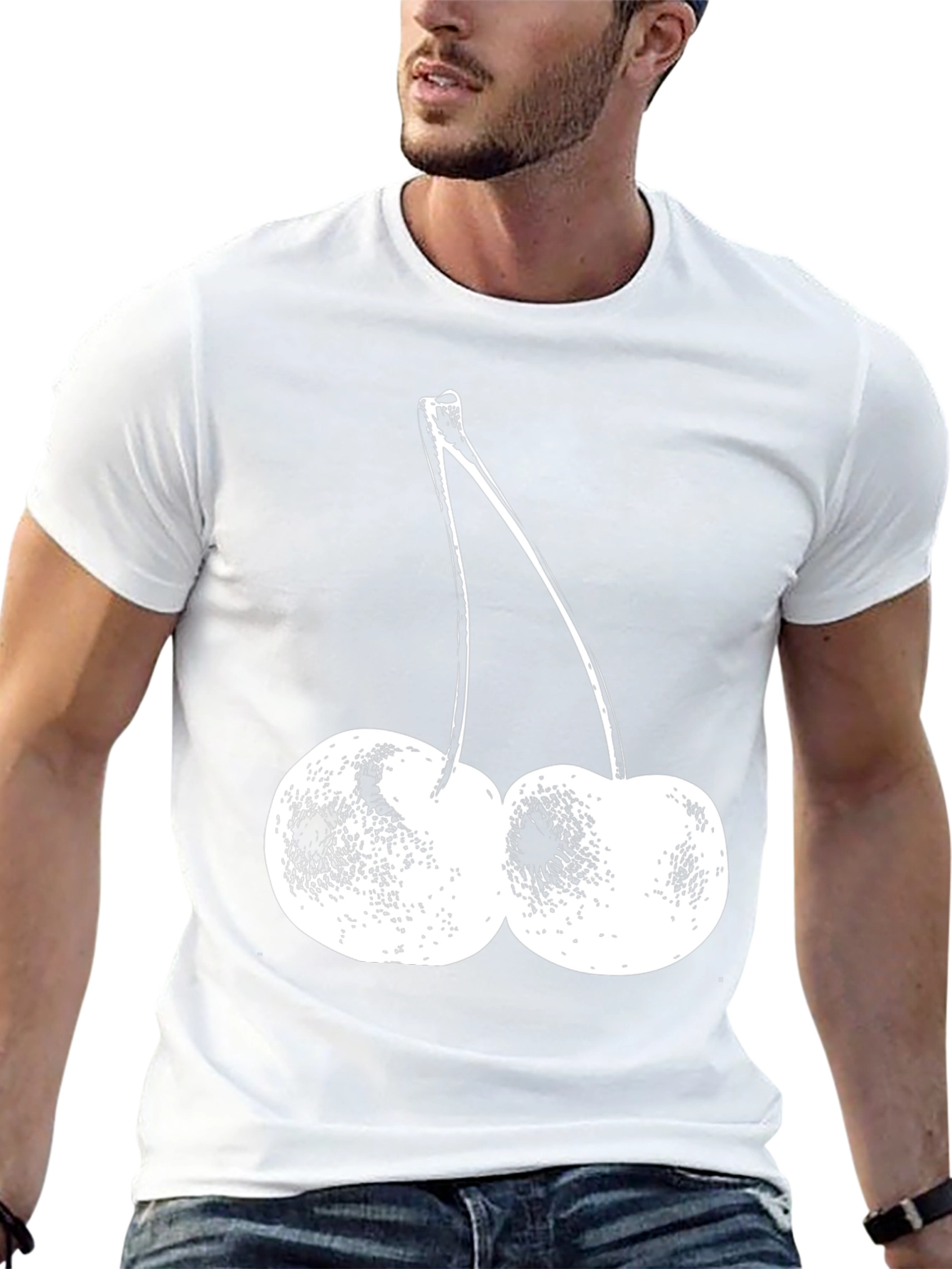 Black T-Shirt with Cherry Print