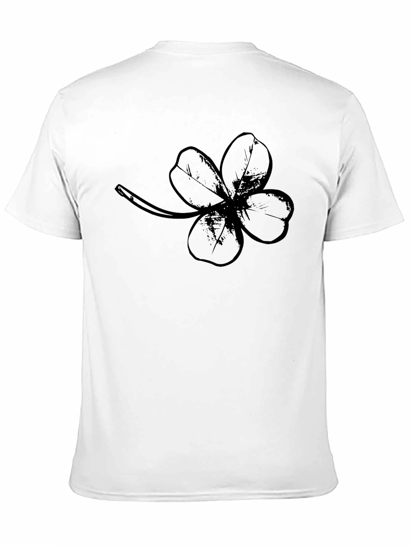 Lucky Four Leaf Clover Graphic Tee - Black Cotton
