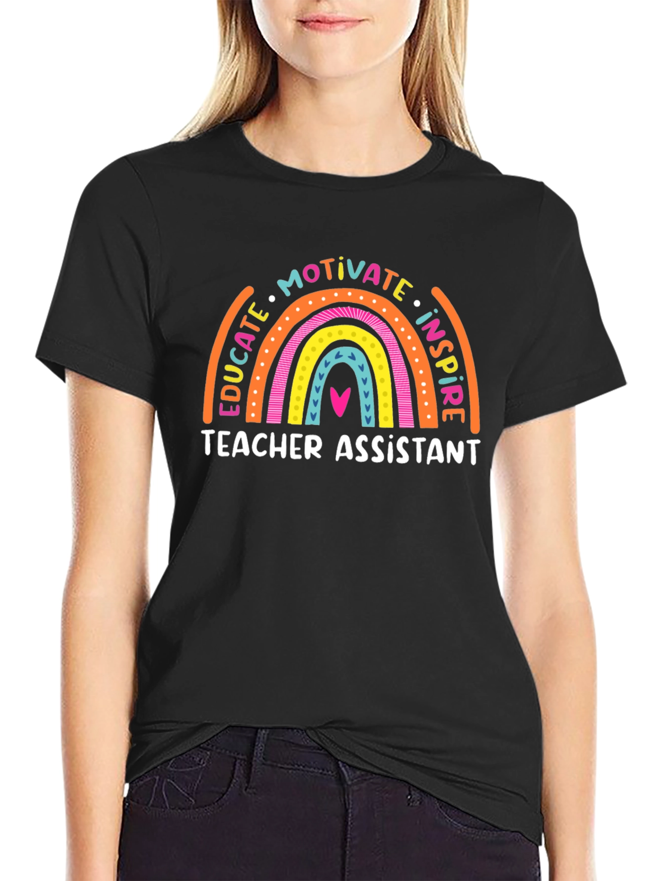 Teacher Assistant Rainbow Graphic Tee
