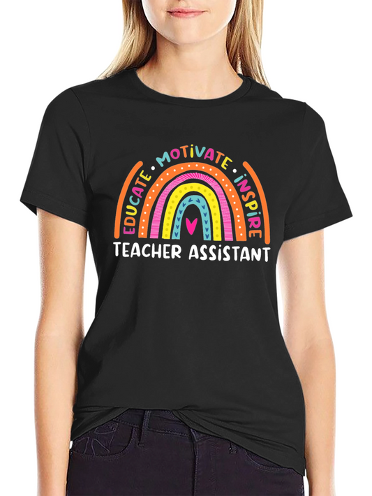 Teacher Assistant Rainbow Graphic Tee