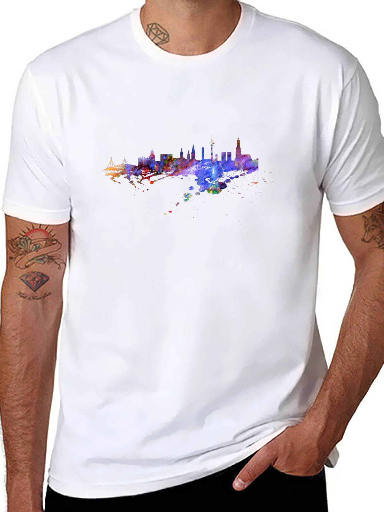 Cityscape Watercolor Graphic Tee