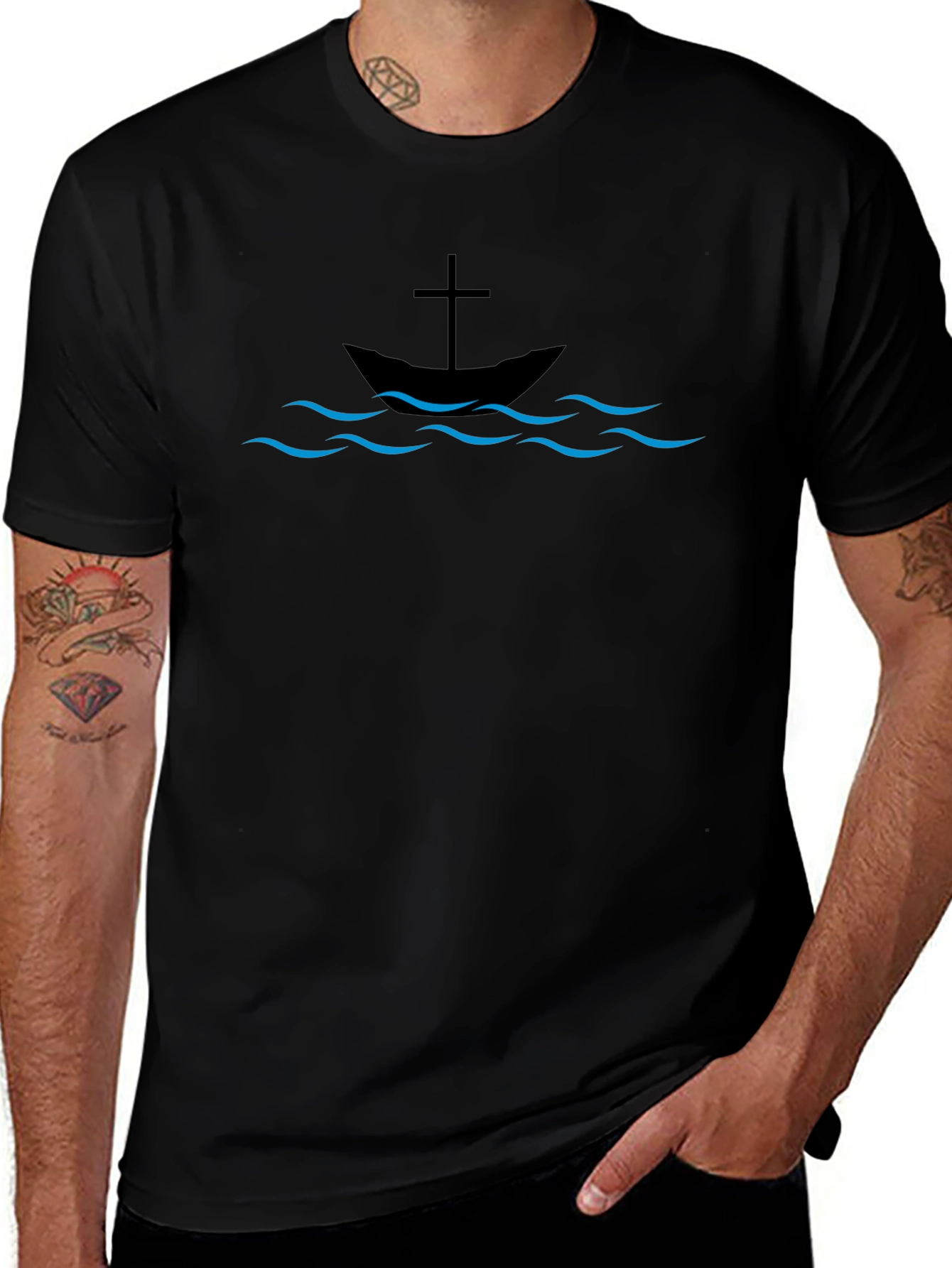 Christian Boat & Cross Graphic Tee