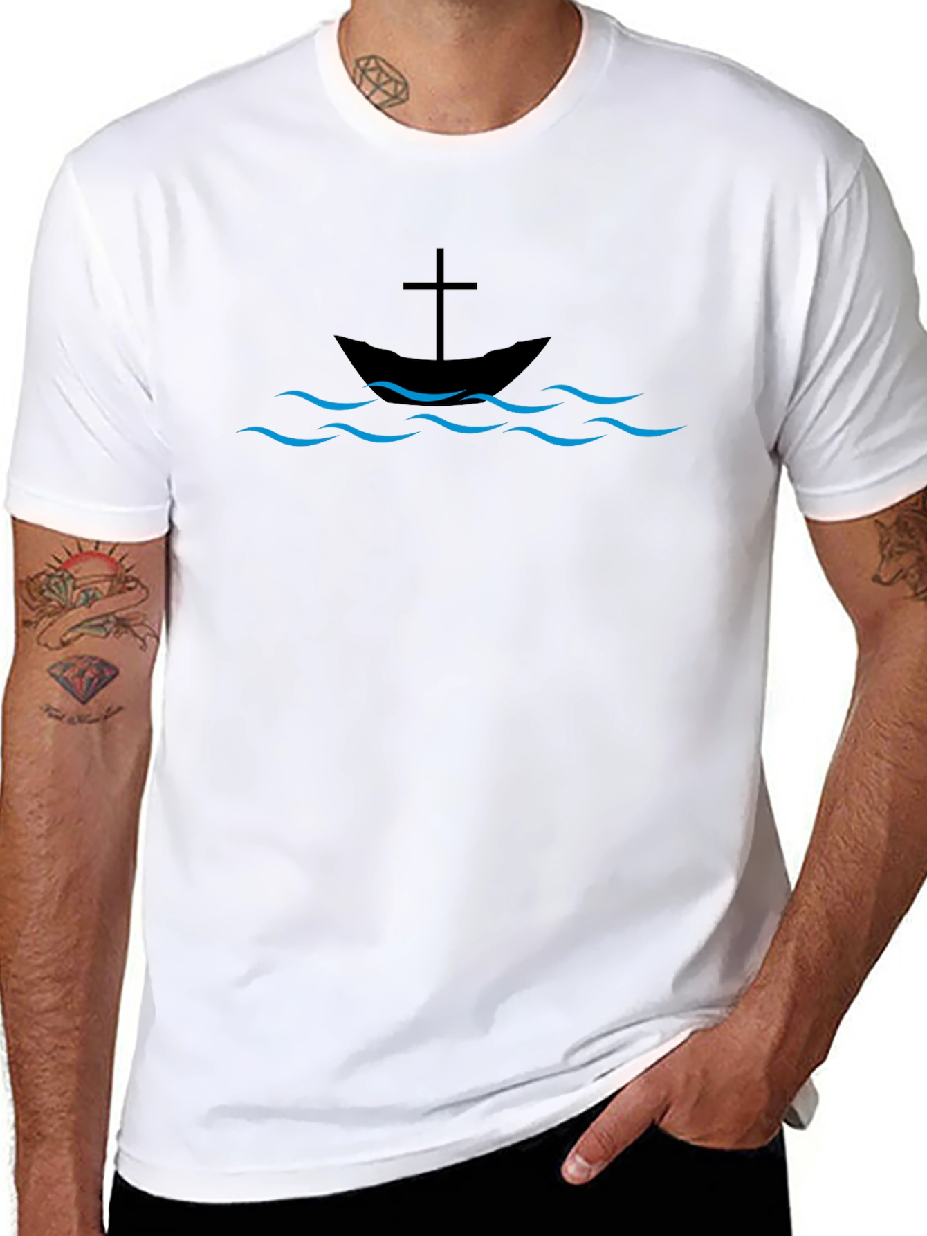 Christian Boat & Cross Graphic Tee