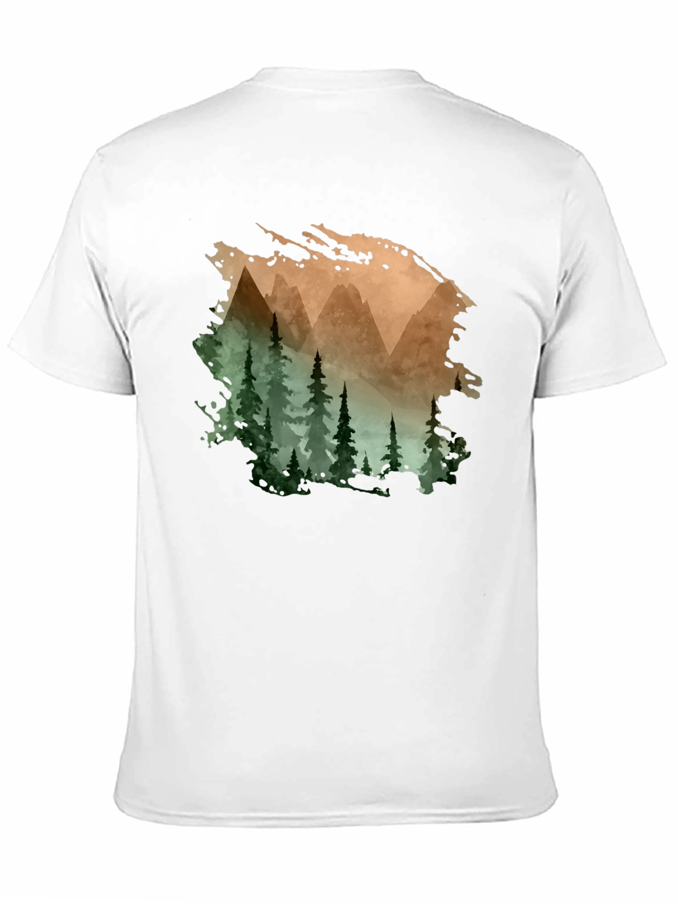 Mountain & Forest Print Black T-Shirt