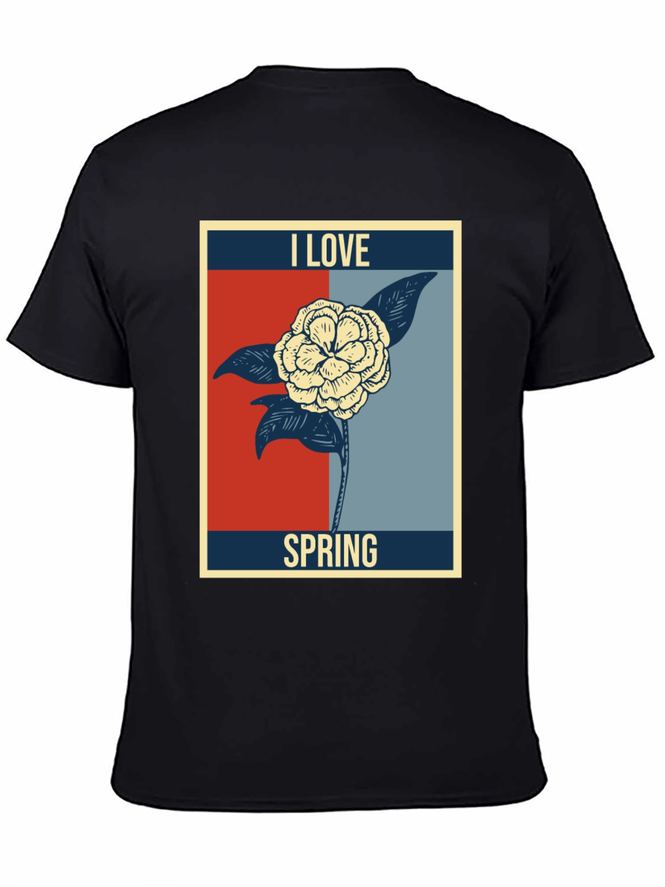 I Love Spring Floral Graphic Tee - Black