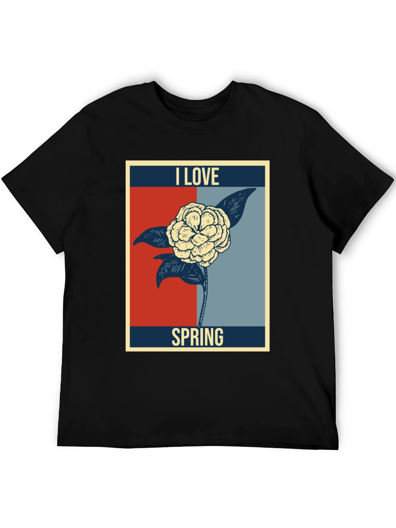 I Love Spring Floral Graphic Tee - Black