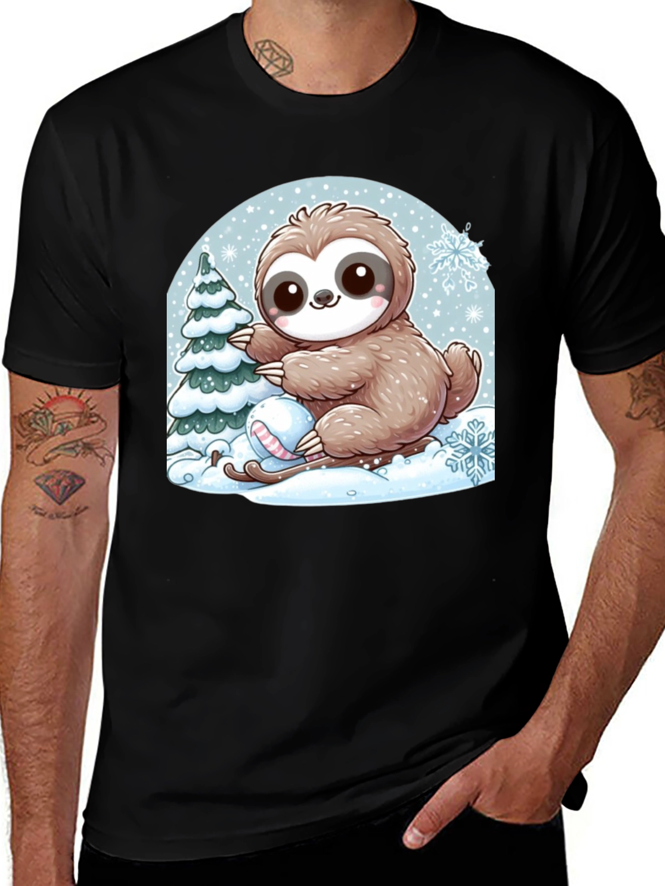 Cute Sloth Winter Holiday T-Shirt