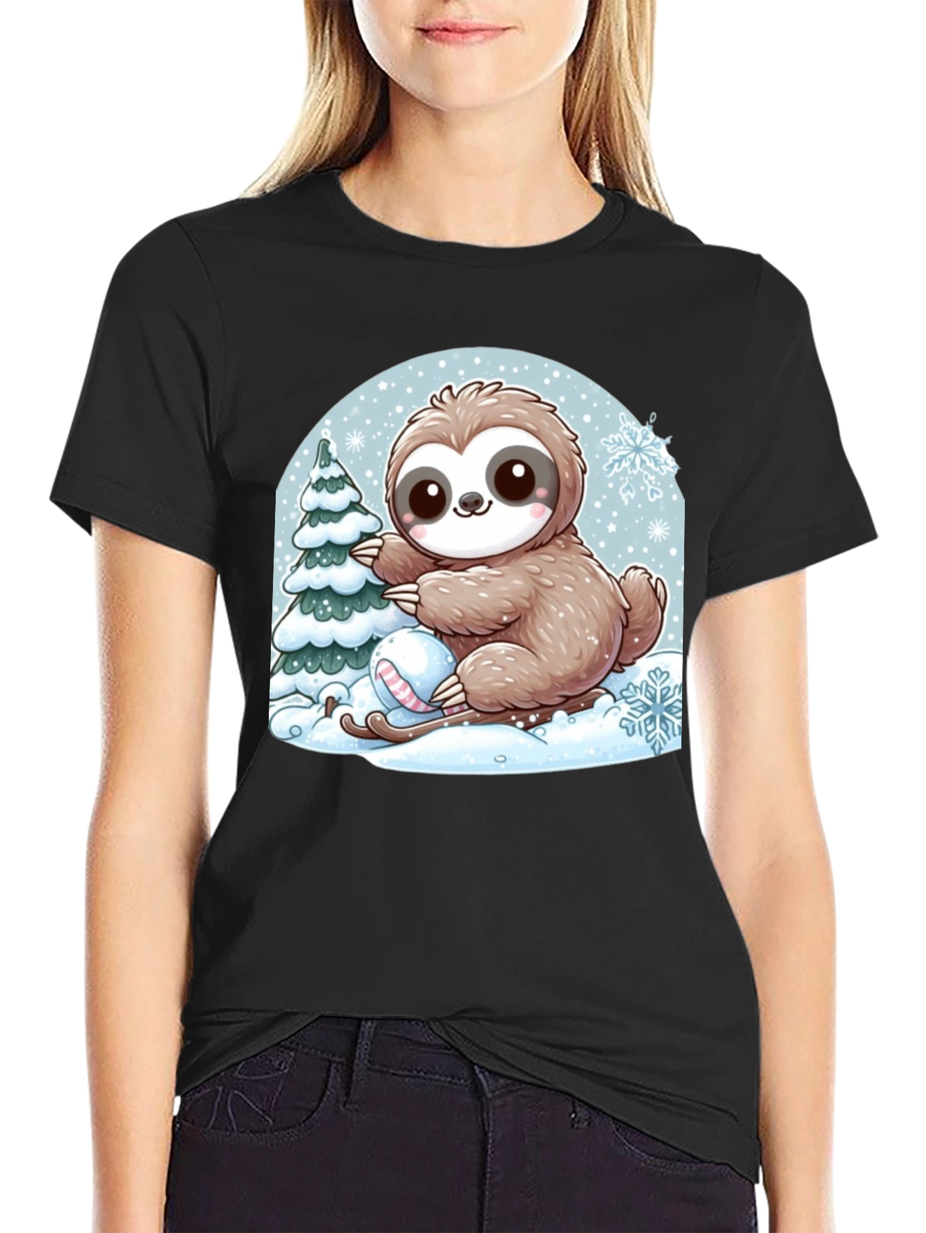 Cute Sloth Winter Holiday T-Shirt