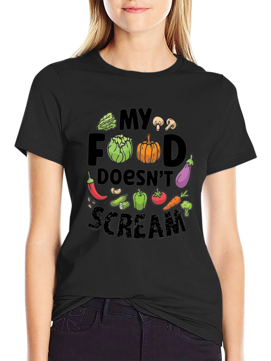 Vegan T-Shirt - My Food Doesnt Scream - Vegetable Graphic Tee