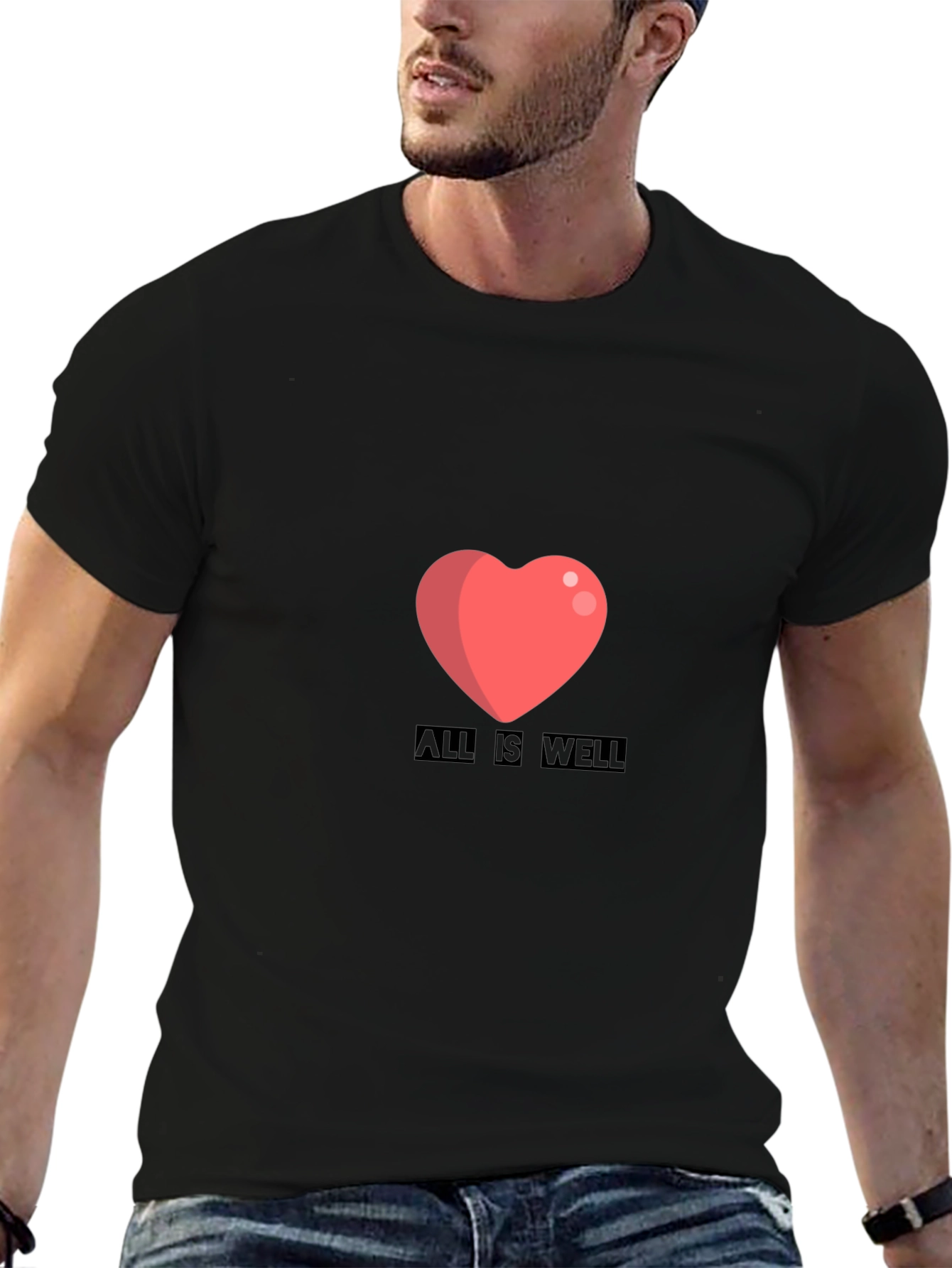 All Is Well Heart Graphic Tee - Black
