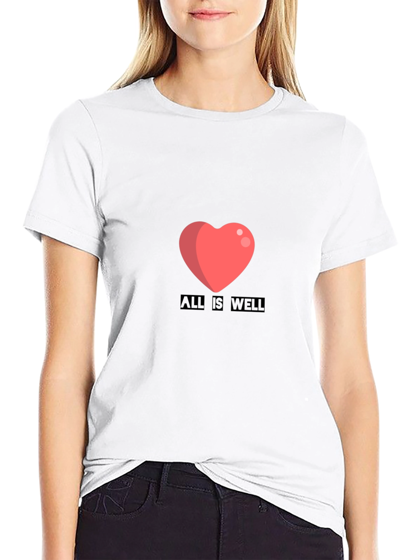 All Is Well Heart Graphic Tee - Black