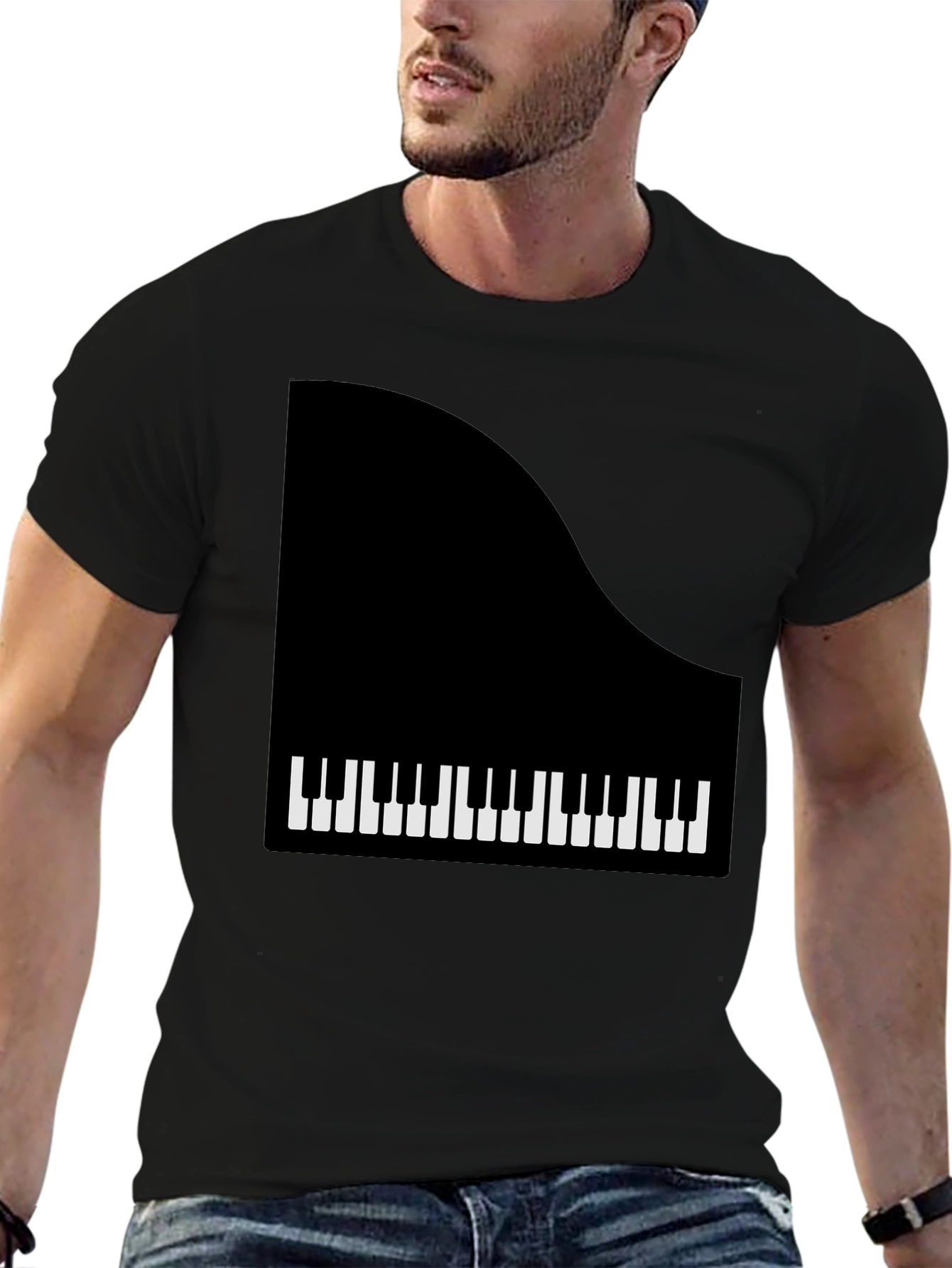 Piano Keys Graphic Tee - Black Casual T-Shirt
