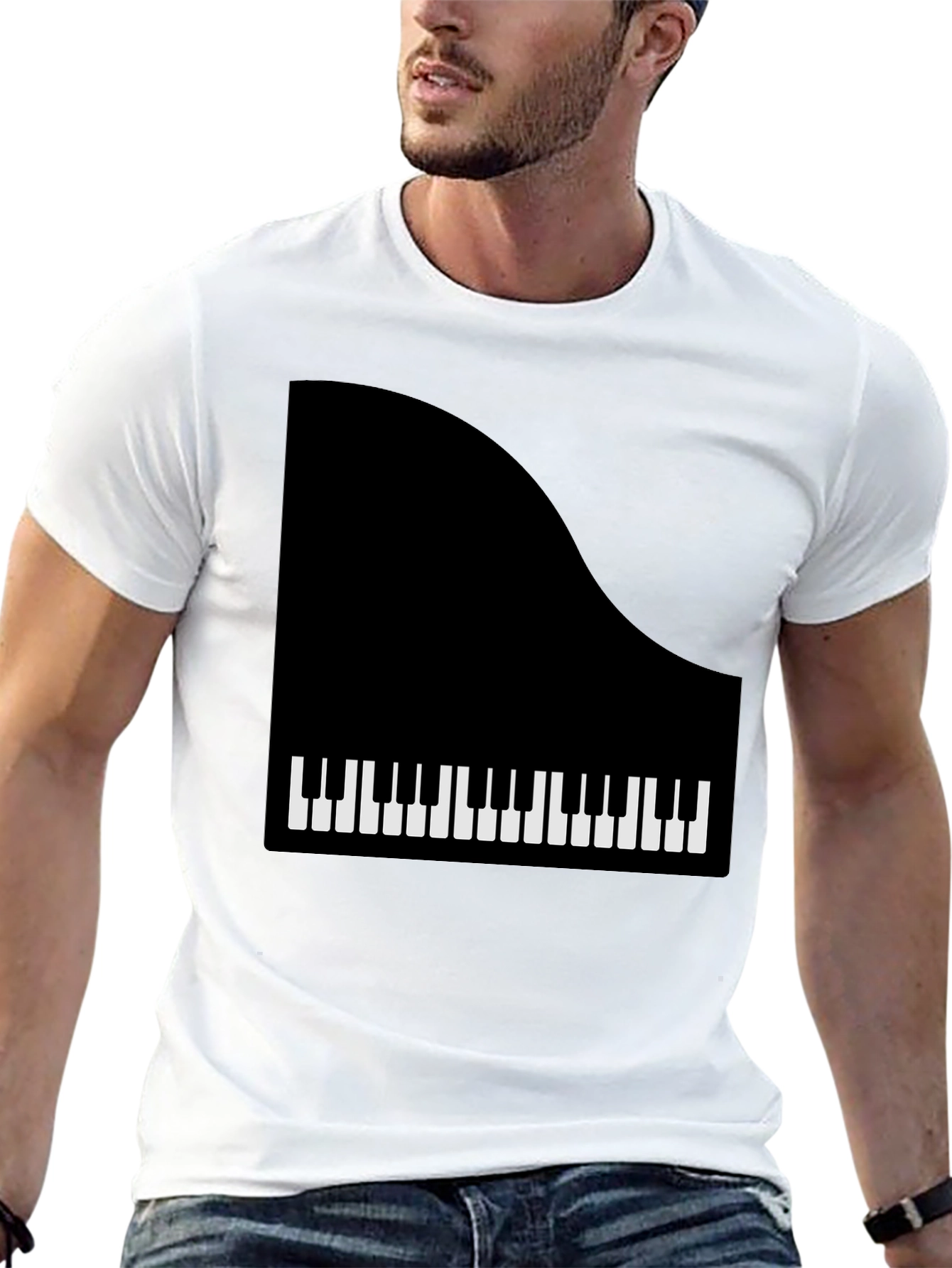 Piano Keys Graphic Tee - Black Casual T-Shirt