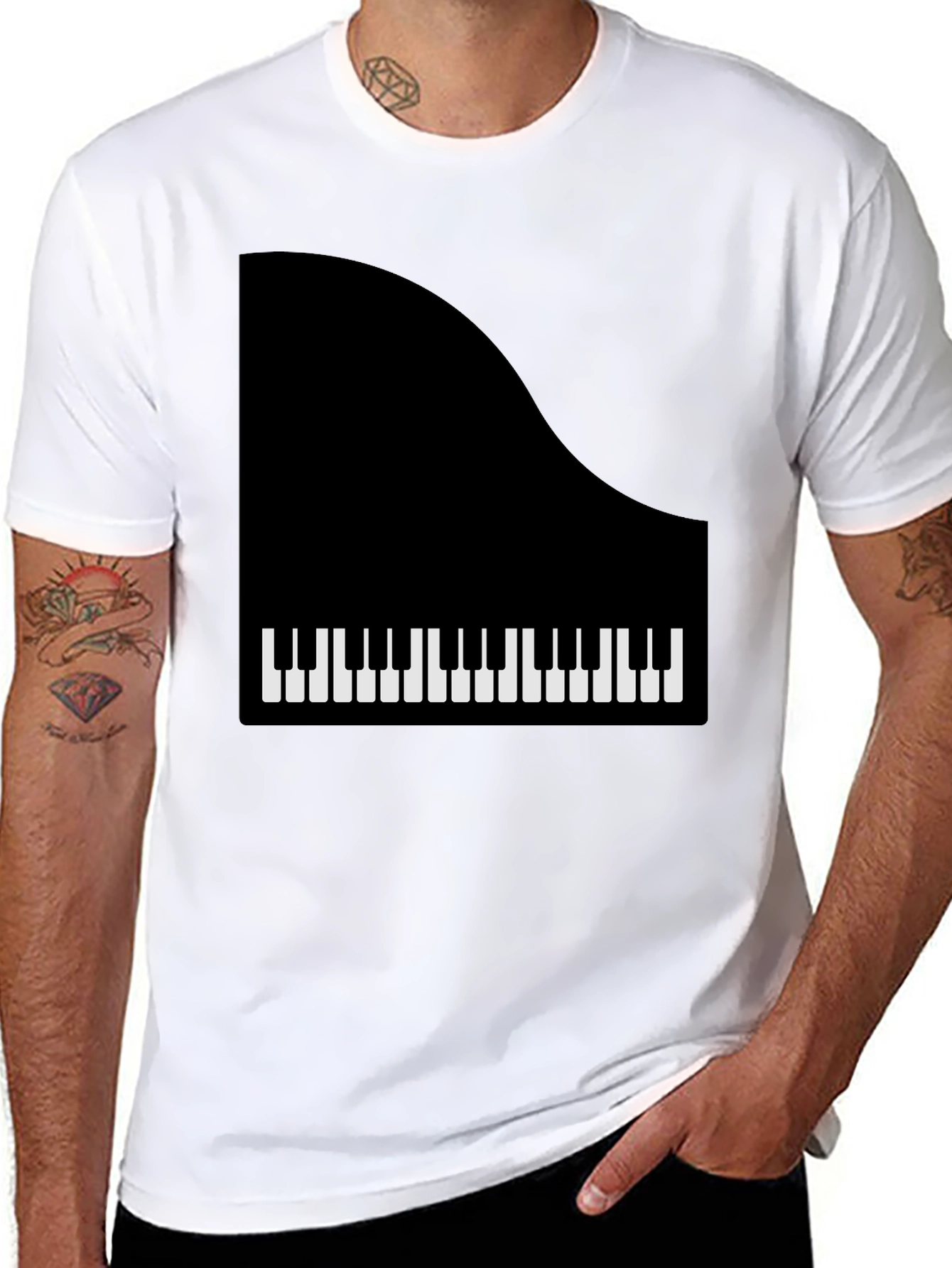 Piano Keys Graphic Tee - Black Casual T-Shirt