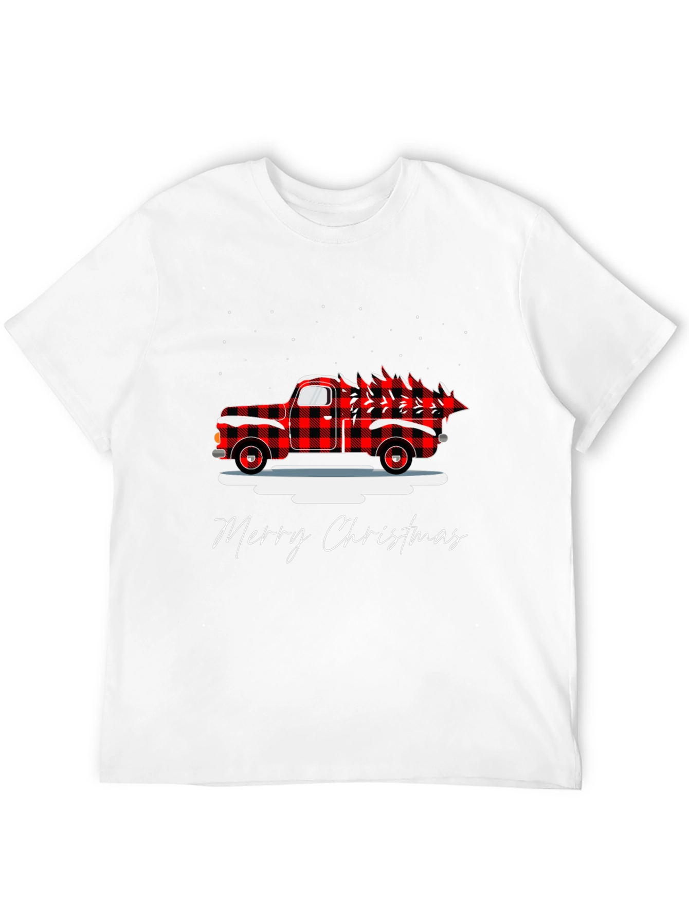 Merry Christmas Buffalo Plaid Truck Holiday T-Shirt
