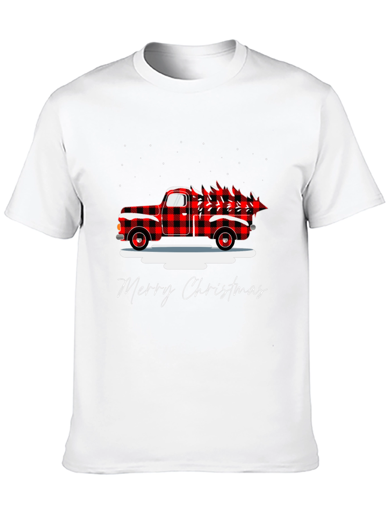 Merry Christmas Buffalo Plaid Truck Holiday T-Shirt