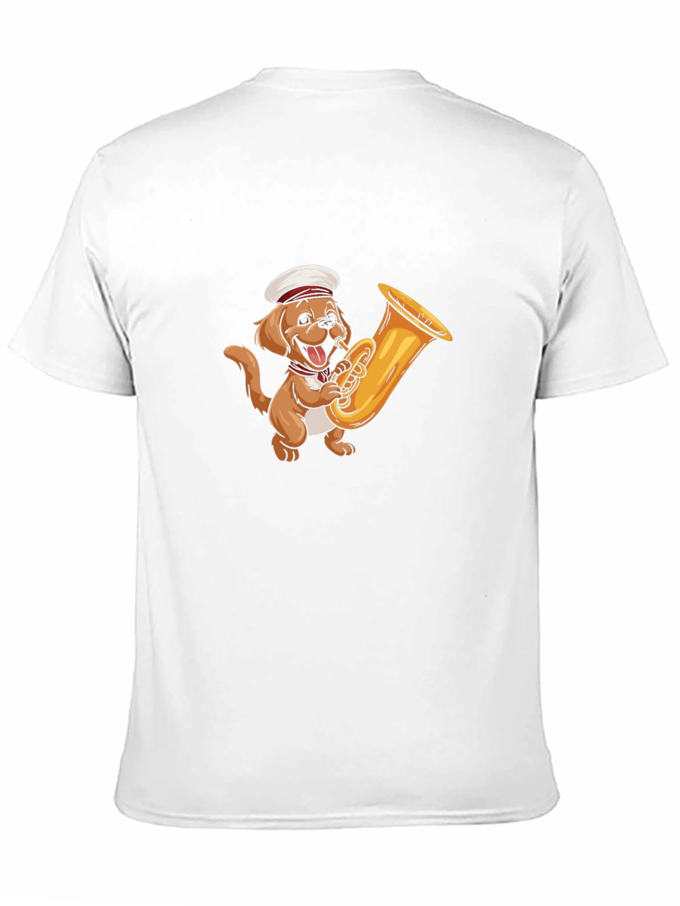 Dog with Tuba Black T-Shirt