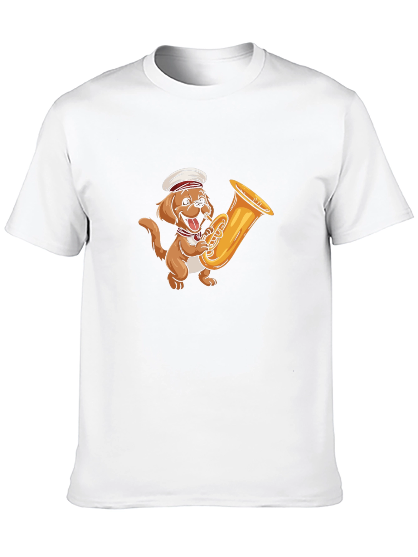 Dog with Tuba Black T-Shirt