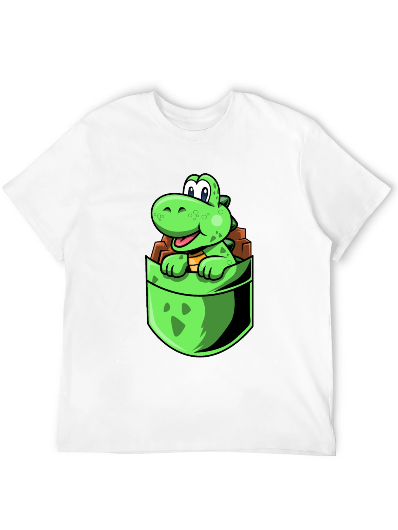 Dino Pocket Tee - Cute Cartoon Dinosaur Black T-Shirt
