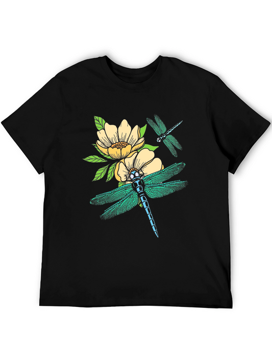 Dragonfly & Floral Graphic Tee - Nature Inspired