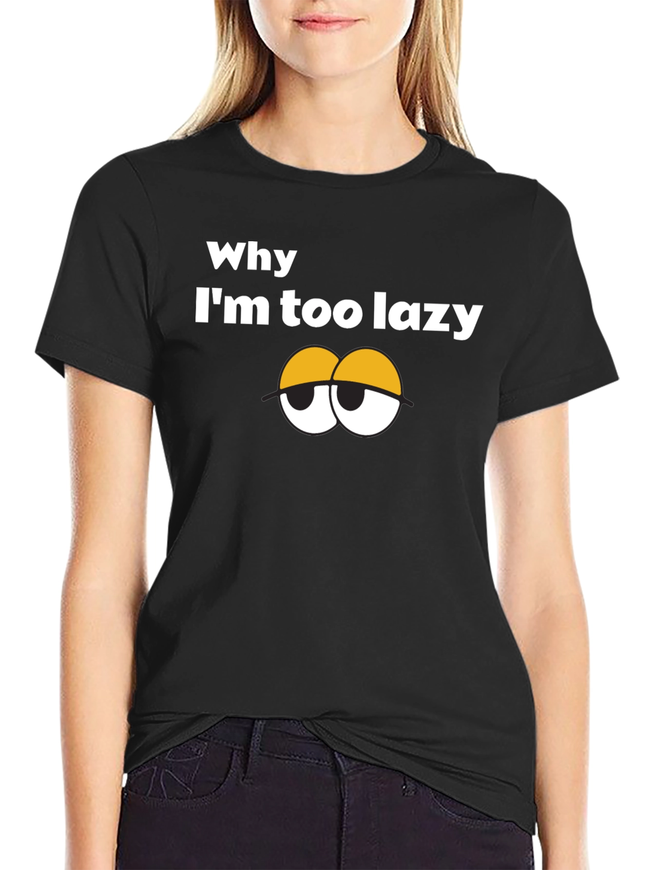 Lazy Eyes Graphic Tee - Black Cotton T-Shirt