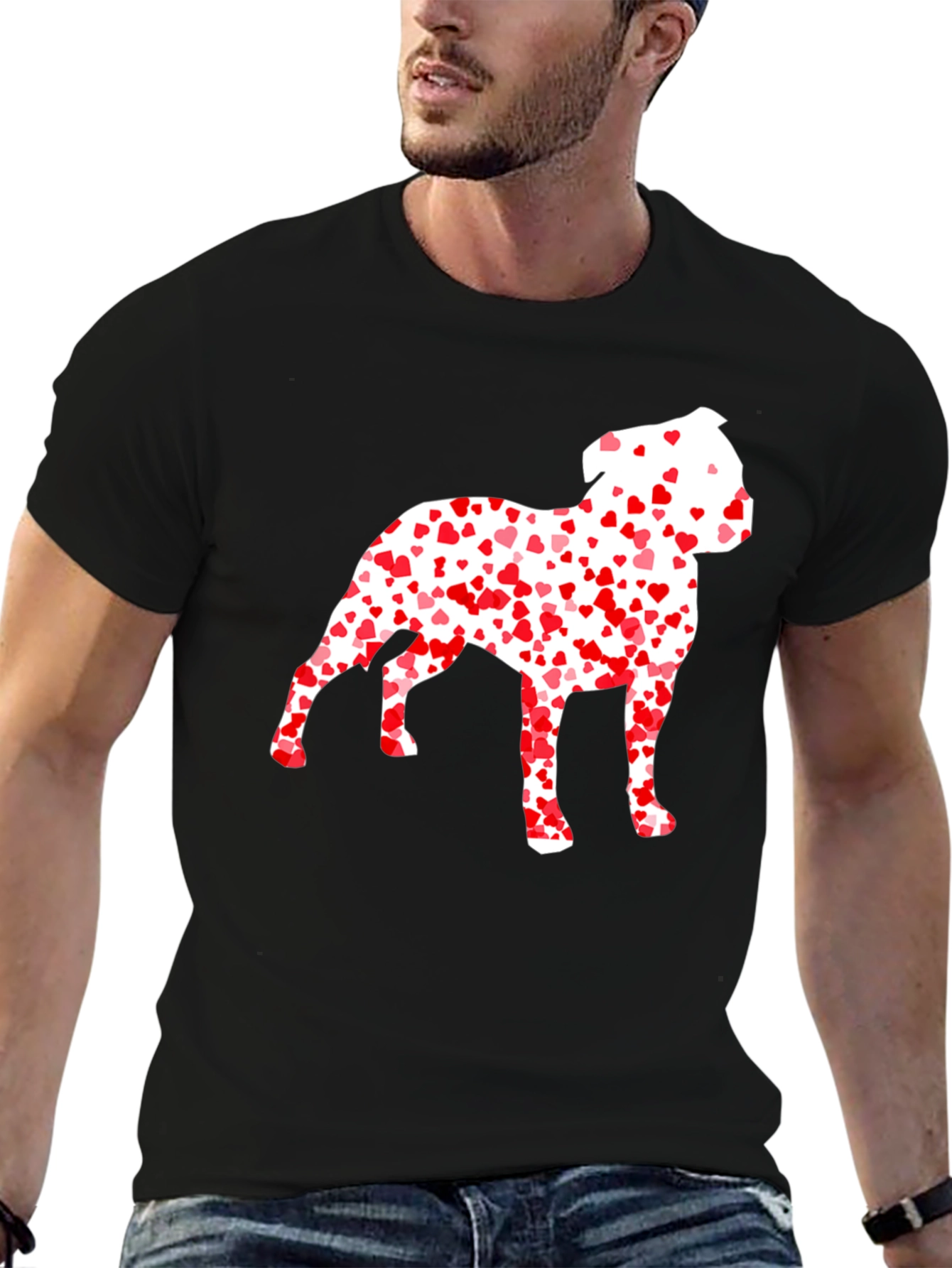 Heart Dog Graphic Tee - Mens Black T-Shirt