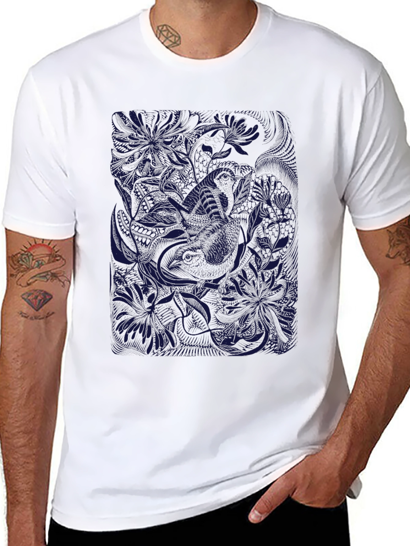 Black Tee with Floral Graphic