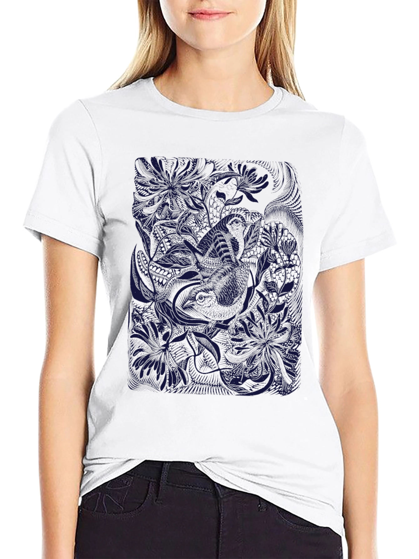Black Tee with Floral Graphic